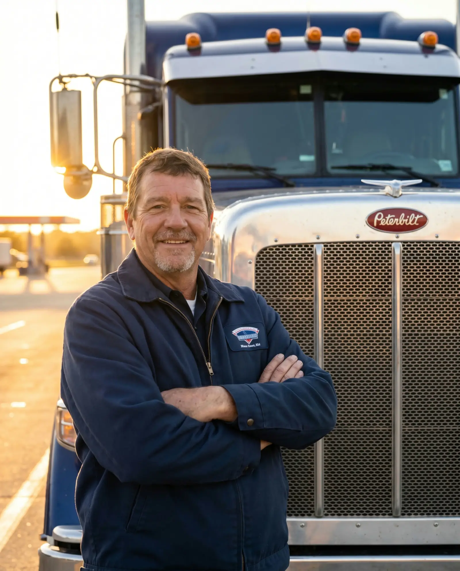 GM Ground Logistics driver beside a navy cab