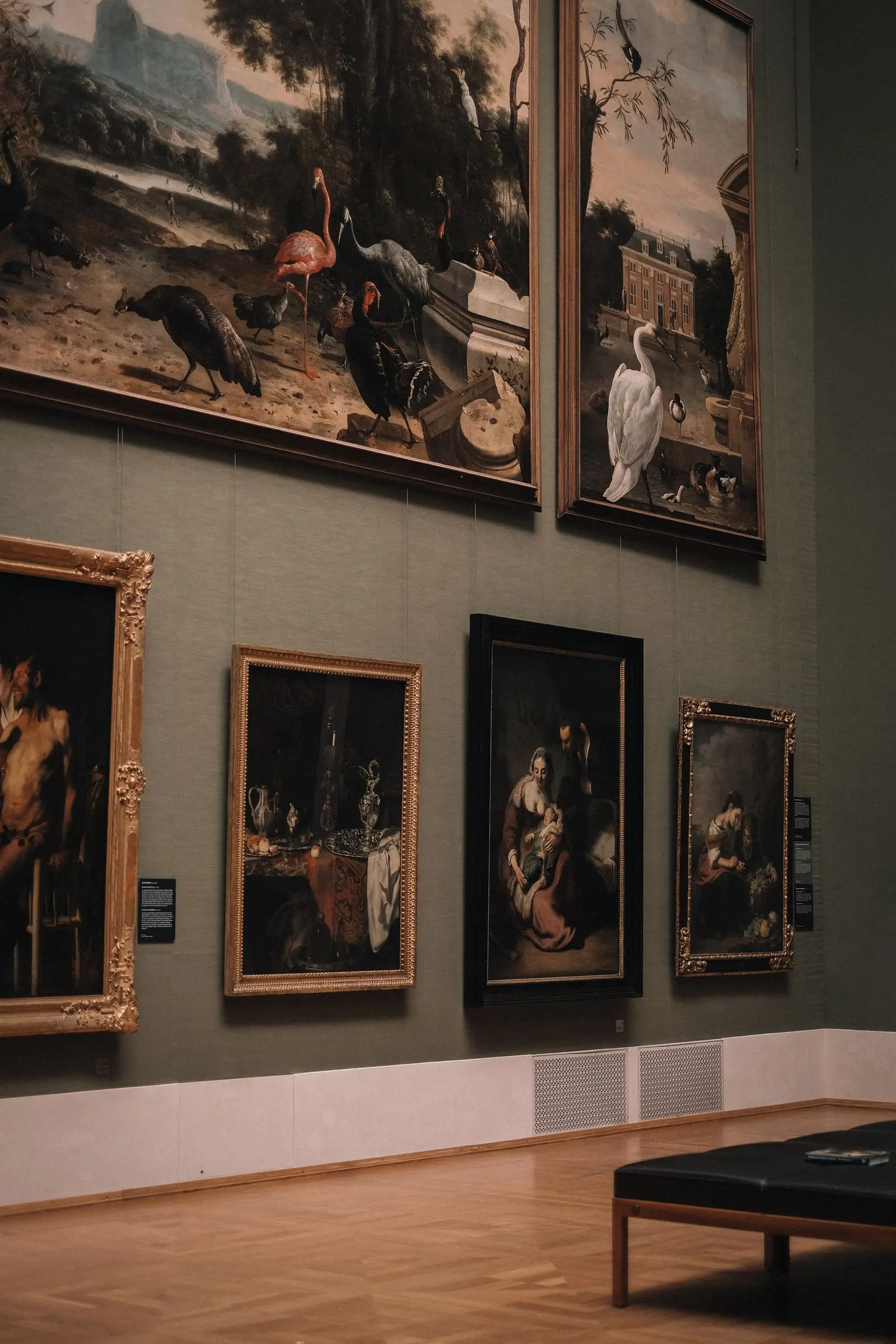 Classic gallery with framed paintings