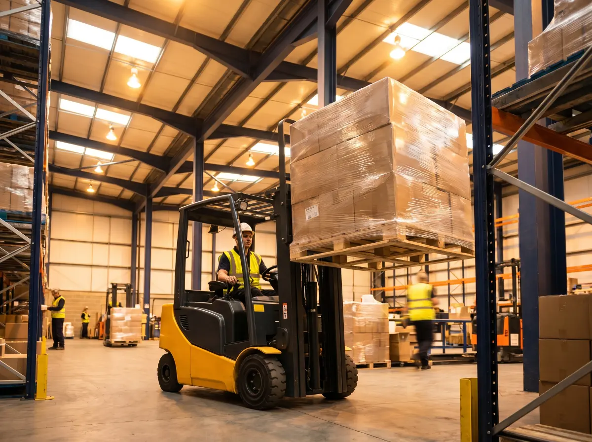 GM Ground Logistics shipment: Forklift loading in progress